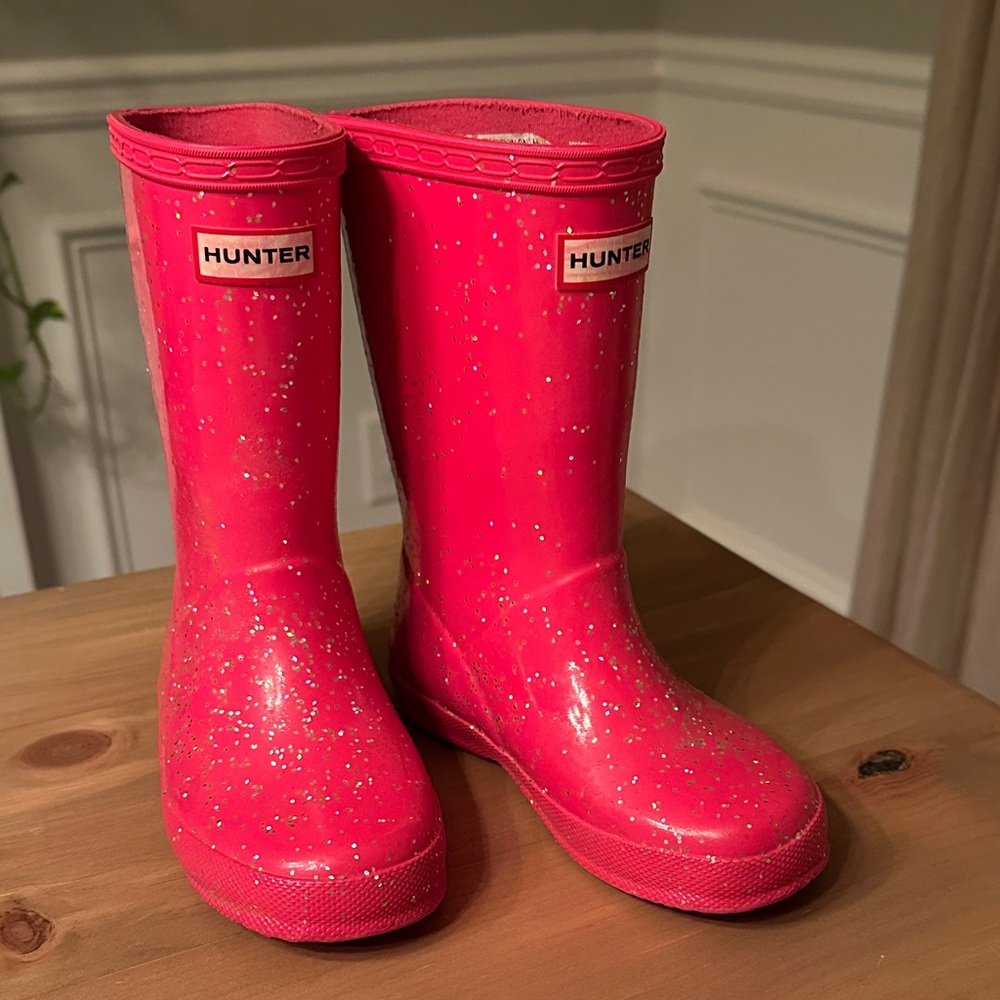12T Pink Sparkly Hunter Boots